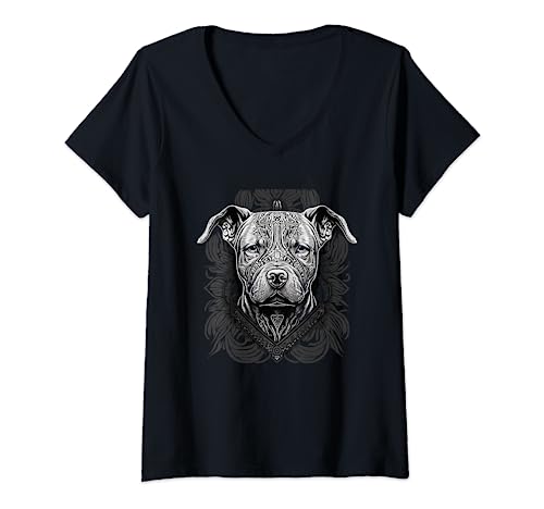 Damen American Staffordshire Terrier T-Shirt mit V-Ausschnitt von Stafford Dog Love