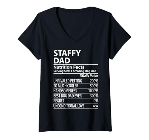 Damen Staffy Dad Nährwertangaben Lustiger Staffy Dog Owner T-Shirt mit V-Ausschnitt Damen Staffy Dad Nährwertangaben Lustiger Staffy Dog Owner T-Shirt mit V-Ausschnitt von Staffordshire Bull Terrier Dad Nutrition Facts