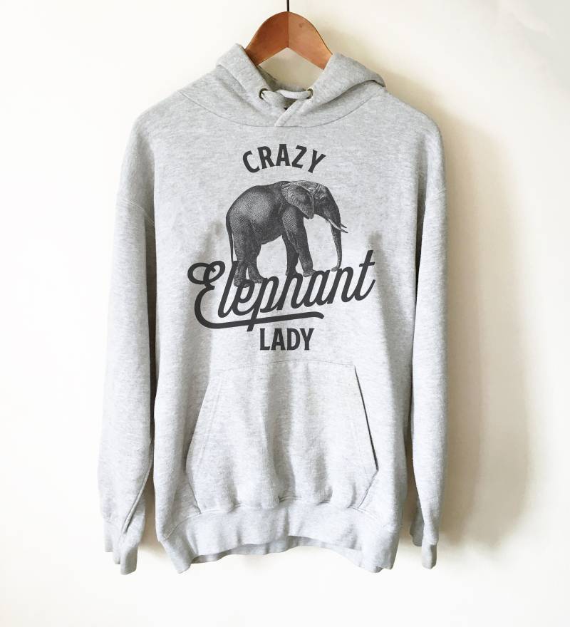 Crazy Elephant Lady Hoodie - Elefant Shirt, Geschenk, Safari Zoo Tier Shirt von StagandPeachCo