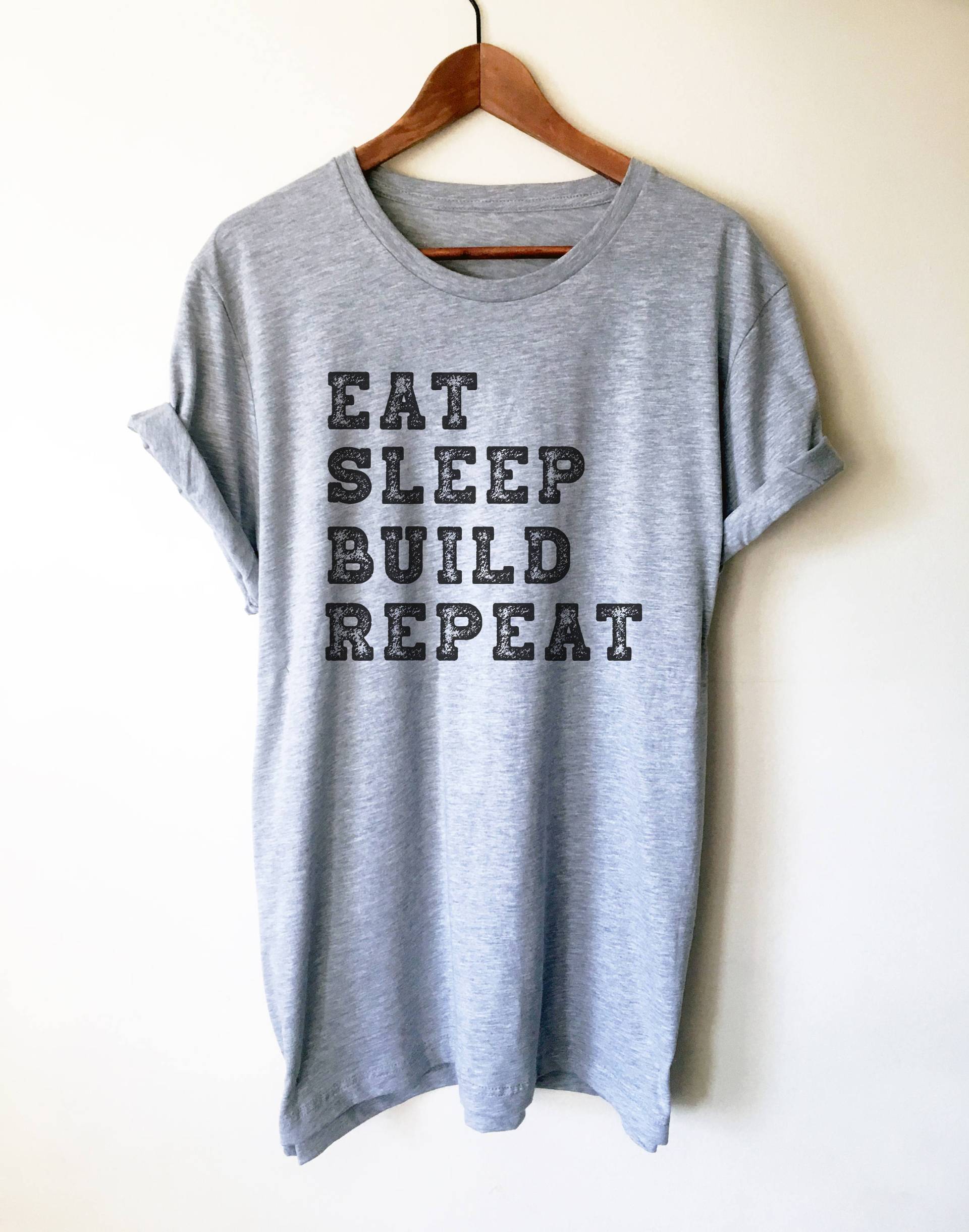 Eat Sleep Build Rapport Unisex Shirt - Konstruktions-Shirt, Bauunternehmer-Shirt, Bau-Party, Bauarbeiter-Shirt, Vatertags-Shirt von StagandPeachCo