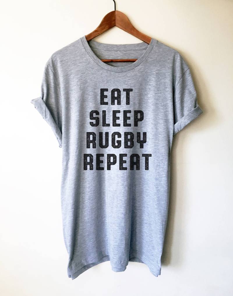Eat Sleep Rundschreiben-Wiederholungs-Unisex-Shirt - Rundhals-Shirt, Rundhals-Shirt von StagandPeachCo