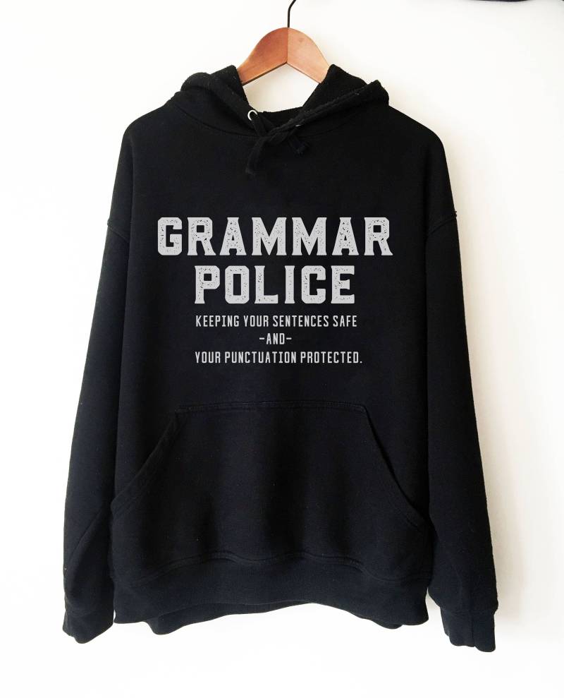 Grammatik Polizei Hoodie - Buchliebhaber Geschenk Bücherwurm Bibliophile Vokabel Satzzeichen von StagandPeachCo