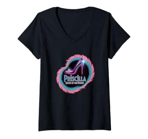Damen Priscilla Retro Musical Queen of The Desert Broadway Theater T-Shirt mit V-Ausschnitt Damen Priscilla Retro Musical Queen of The Desert Broadway Theater T-Shirt mit V-Ausschnitt von Stage Notes