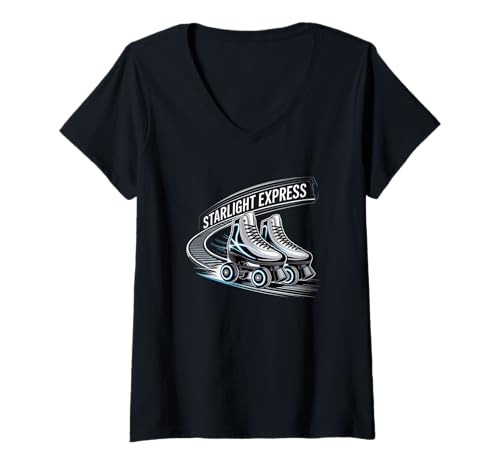 Damen Starlight Retro Musiktheater Express Broadway Theater T-Shirt mit V-Ausschnitt von Stage Notes