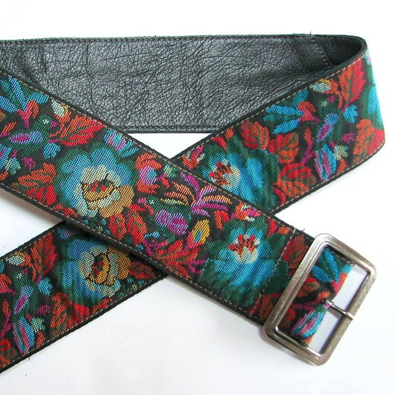 Gürtel Blumenmuster Flowerpower Jaquard Leder Multicolor von StahlhofenBagsKoeln