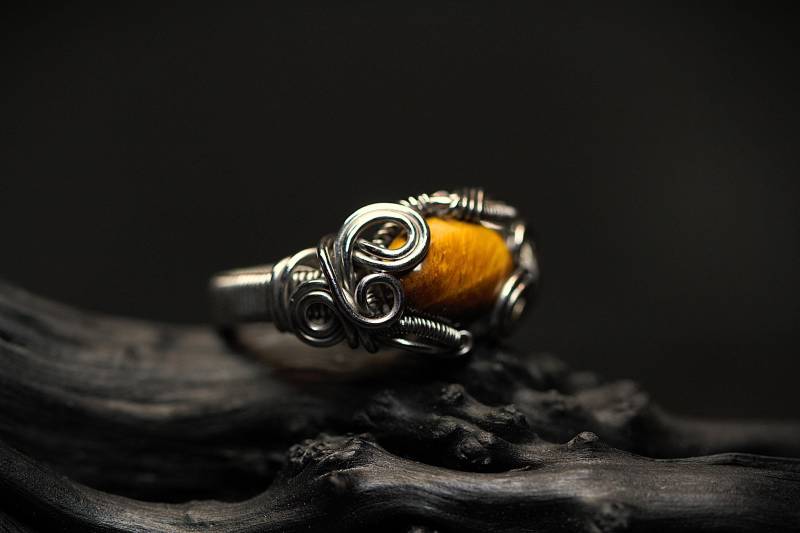 Tigerauge-Ring in Edelstahl | Silber Größe 64-65 | Eu Bzw. 11 | Us, Unisex Ring Für Männer Und Frauen Mit Edelstein von Stahlweberei