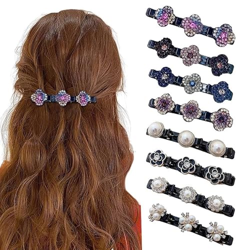 Staila Geflochtene Haarspangen für Damen, funkelnde Kristallsteine, geflochtene Haarspangen mit Strasssteinen, für Damen und Mädchen, 4 Stück von Staila