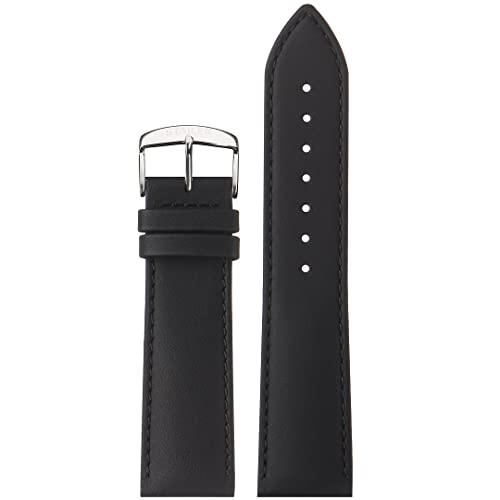 Stailer Uhrenarmband aus echtem wasserbeständigem Leder, 22 mm schwarz, Water Resistant Collection, Ersatzarmband 22mm, Lederarmband mit Edelstahl Metall Schließe für Herren Damen, mit Werkzeug von Stailer