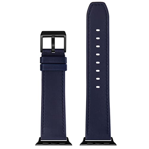 Stailer | Uhrenarmband für Apple Watch | Ersatzarmband für Series 8 7 6 5 4 3 2 1 SE SE2 | Echtes vollnarbiges Leder Horween | Edelstahl Metall Schließe 316L | 38mm 40mm 41mm | Blau von Stailer