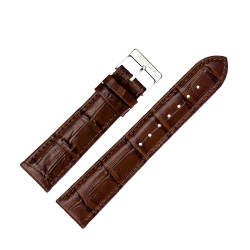 Stailer Original Collection | Uhrenarmband aus echtem Leder mit Alligatorprägung | Watch Armband mit Edelstahl Metall Schließe |20mm (M) | Braun | Für Herren von Stailer