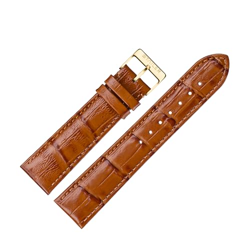 Stailer Original Collection | Uhrenarmband aus echtem Leder mit Alligatorprägung | Watch Armband mit Edelstahl Metall Schließe |22mm (M) | Hellbraun | Für Herren von Stailer