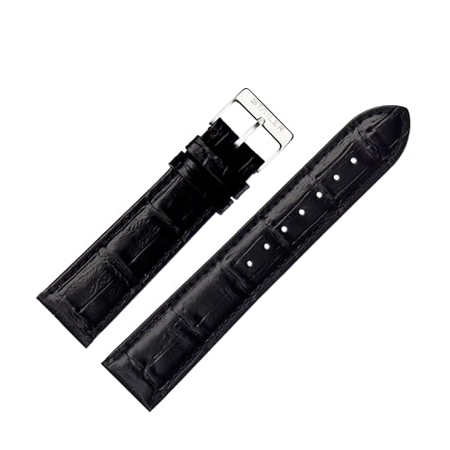 Stailer Original Collection | Uhrenarmband aus echtem Leder mit Alligatorprägung | Watch Armband mit Edelstahl Metall Schließe |22mm (M) | Schwarz | Für Herren von Stailer