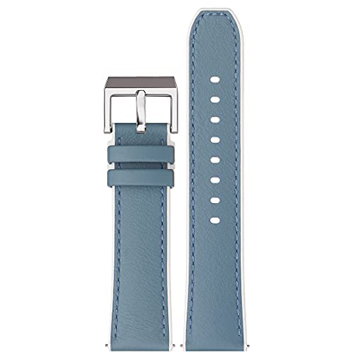 Stailer Uhrenarmband 18mm blau, aus Anilinleder mit Silikonfutter, Ersatzarmband in 18 mm hellblau, Armband mit Edelstahl Metall Schließe für Herren & Damen von Stailer