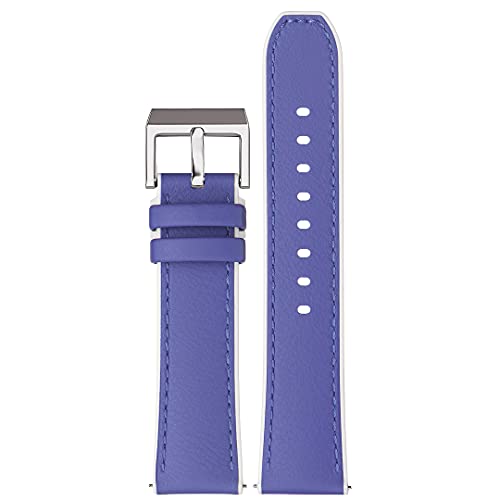 Stailer Uhrenarmband 18mm neonblau, aus Anilinleder mit Silikonfutter, Ersatzarmband in 18 mm violett, Armband mit Edelstahl Metall Schließe für Herren & Damen von Stailer