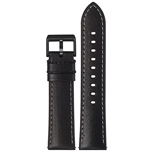 Stailer Uhrenarmband 20mm schwarz, aus echtem Leder, mit Silikonfutter, Ersatzarmband 20 mm, Lederarmband mit Edelstahl Metall Schließe matt PVD-beschichtet für Herren, Wasserbeständiges Leder von Stailer