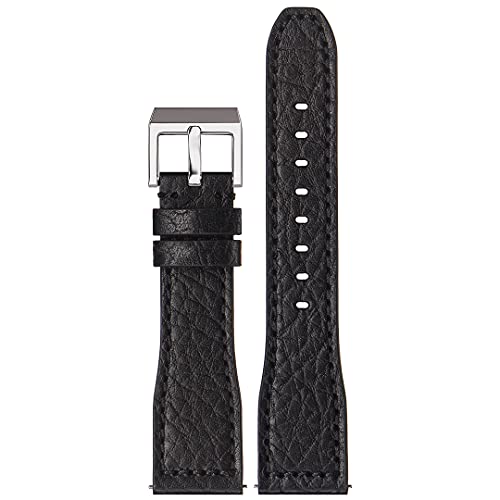 Stailer | Uhrenarmband aus echtem Italienischem Leder | Lederarmband mit Edelstahl Metall Schließe | 21mm | Schwarz | Für Herren von Stailer