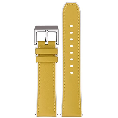 Stailer Uhrenarmband 22mm gelb, aus Anilinleder mit Silikonfutter, Ersatzarmband in 22 mm, Armband mit Edelstahl Metall Schließe für Herren & Damen von Stailer
