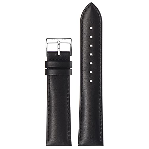 Stailer | Uhrenarmband aus echtem Leder mit schwarzer Naht | Lederarmband mit Edelstahl Metall Schließe | Mit Federstegwerkzeug | 20mm (L) | Schwarz | Unisex von Stailer