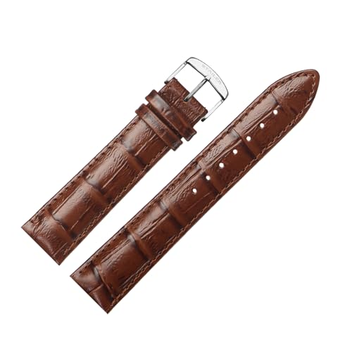 Stailer Uhrenarmband mit Edelstahl-Metallschließe - Aus echtem, hochwertigem Leder mit Alligatorprägung - 22mm - Ersatzarmband für Uhren - Für Damen und Herren - Braun mit Alligatorprägung von Stailer