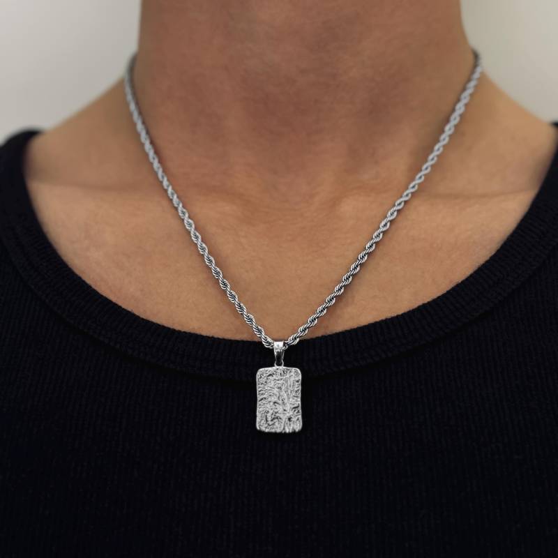 Abstract Chain Silver - 3mm Rope Men Textured Pendant Minimalist Waterproof & Non-Fading Gift Idea von StainlessJV