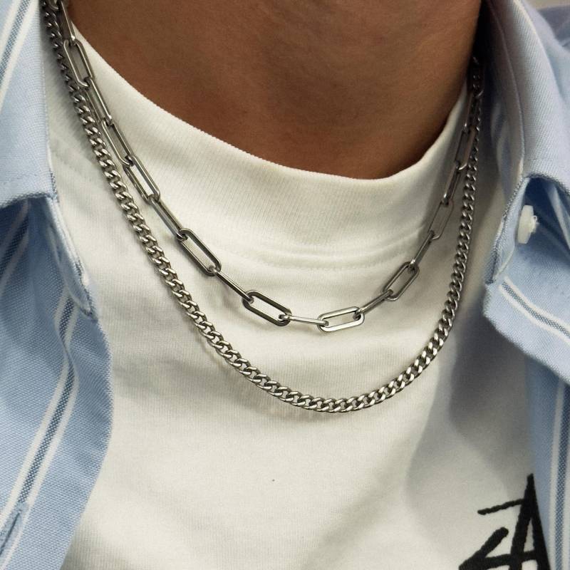 Cuban Chain Silver - 4mm Miami Link Necklace Men Streetwear Jewelry Waterproof & Durable von StainlessJV