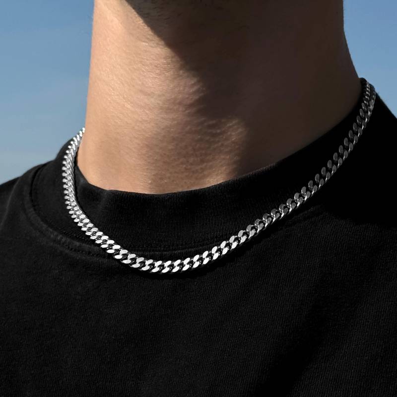Cuban Link Necklace - 6mm Chain For Men Silver Basic Streetwear Jewelry Waterproof & Gift Idea von StainlessJV