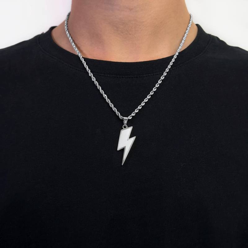 Lightning Chain Silver | 3mm Twisted Rope Necklace Flash Men With Pendant Streetwear Jewelry Gift Idea von StainlessJV