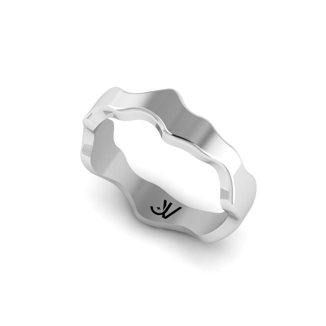 Men's Silver Ring Curved Abstract - Uneven Organic Band Minimal Design Modern Unisex Jewelry Unique Gift von StainlessJV