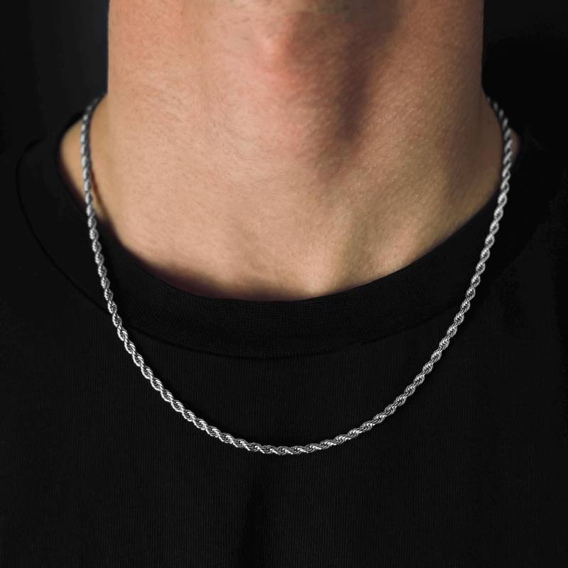 Rope Chain Silver - 2mm Necklace For Men Basic Unique Streetwear Jewelry Waterproof & Gift Idea von StainlessJV