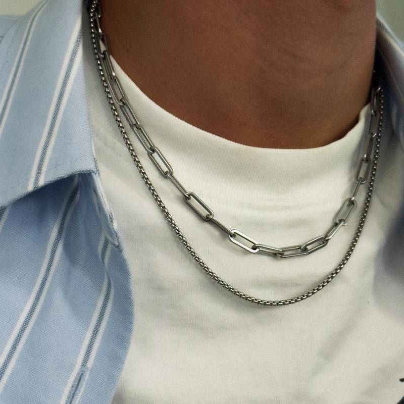 Silver Box Chain Men | Minimalistic Necklace Streetwear Jewelry Waterproof von StainlessJV