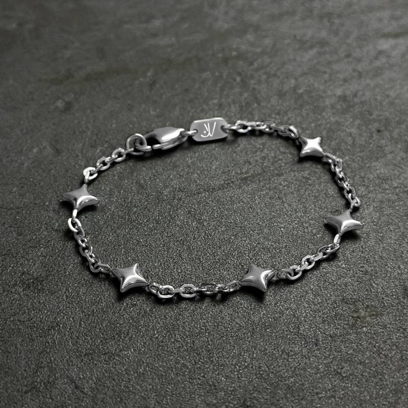 Silver Star Bracelet - Minimalistic Charm Link Streetwear Jewelry Mens Gift Idea von StainlessJV