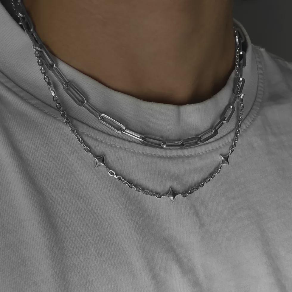Silver Star Charm Necklace - Unisex Aesthetic Chain Minimal Streetwear Jewelry Waterproof Non-Tarnish Layered von StainlessJV