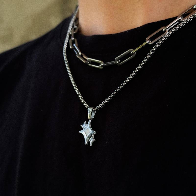 Star Chain Silver | Minimalistic 2.5mm Box Men Waterproof Design Streetwear Jewelry von StainlessJV