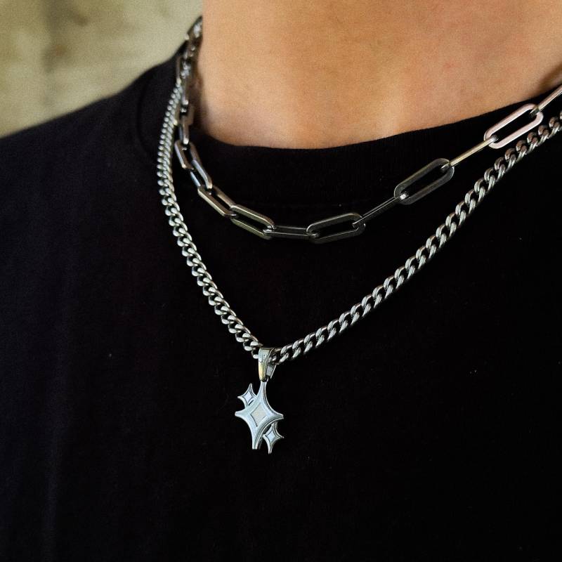 Star Chain Silver | Minimalistic 4mm Cuban Link Men Waterproof Design Streetwear Jewelry von StainlessJV