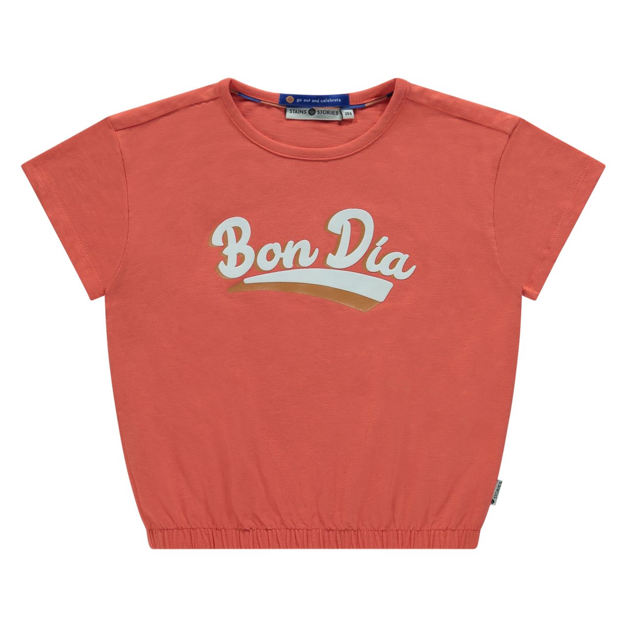 T-Shirtfür Mädchen Bon Dia in Bright Orange – Stains and Stories von Stains und Stories