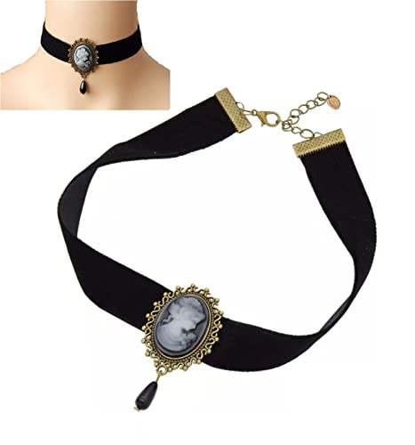 Gothic Choker Baroque Lady Anhänger Choker Schwarzer Viktorianischer Choker Vintage Punk Halsketten Schmuck Für Frauen Mädchen von Stakee