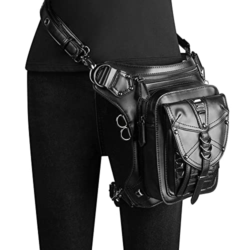 Leder Steampunk -Tasche Gothic Leder Umhängetasche Lederkette Taillenbeutel Gothic Leg Bag Steampunk Bag Für Männer Frauen von Stakee