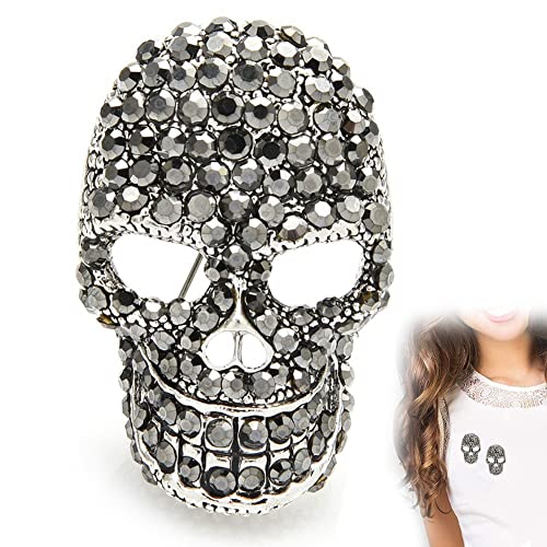 Schädelbroschen Funkelnde Strasssteine ​​schädelnadeln Bling Skull Pins Kristallschädel Kopf Broschen Vintage Pins Für Männer Frauen von Stakee