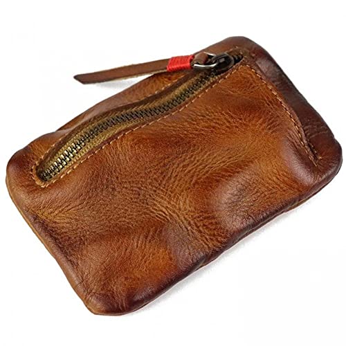 Vintage Münzbeutel Leder Münzgeldbörse Vintage Premium Cash Wallet Kleingeldbeutel Zipper Change Bag für Männer von Stakee