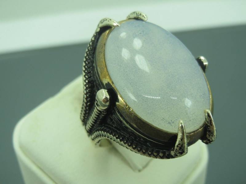 Türkisch Handgemachter Schmuck 925 Sterling Silber Mondstein Stein Herrenring Sz 9 von StamboulJewel