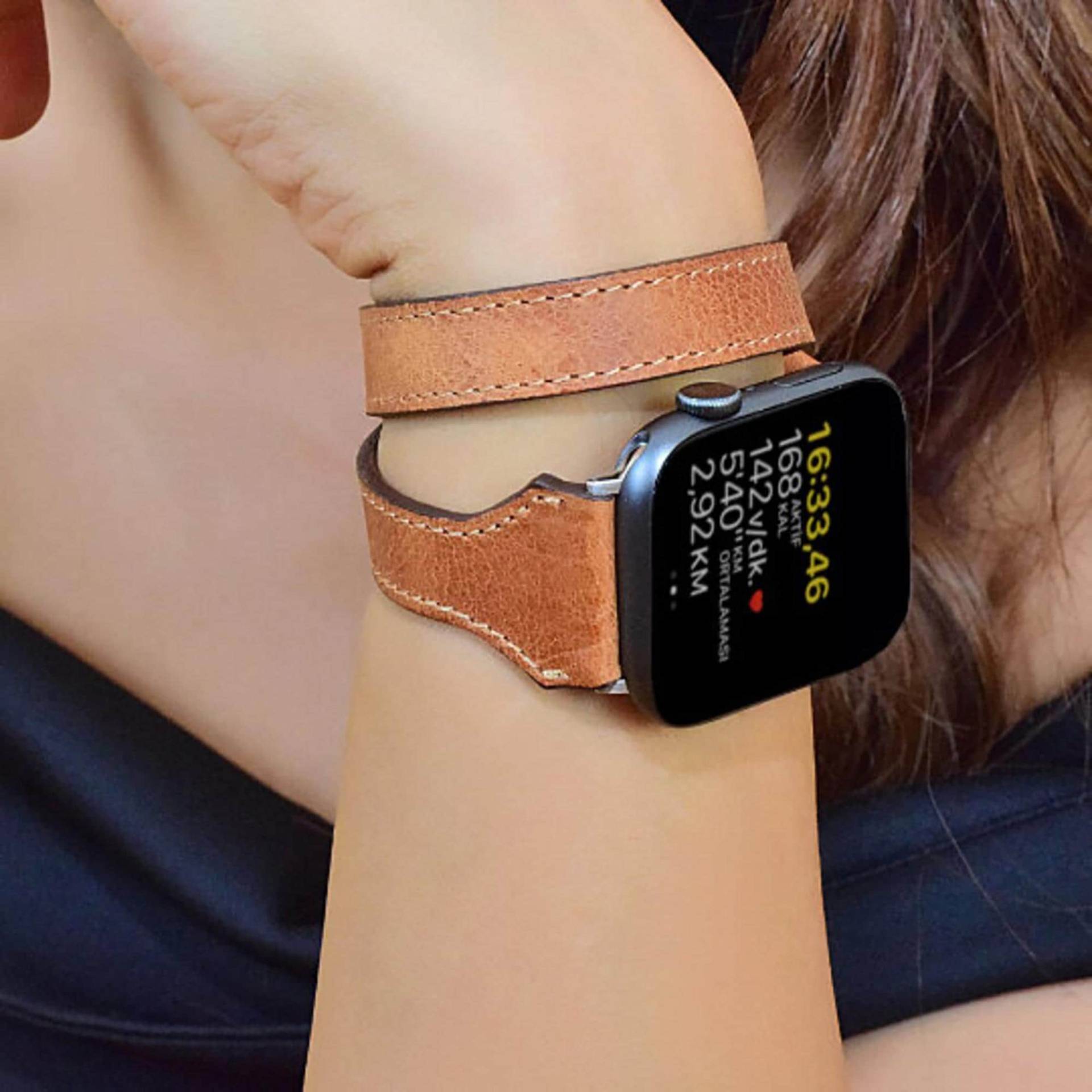 Apple Watch 8 Ultra Bands, Doppelwickel-Lederarmbänder Für Iwatch 10 9 7 Se 6 5 4 3, Band Frauen 38 40 41 42 44 45 46 49 Mm von Stambulin