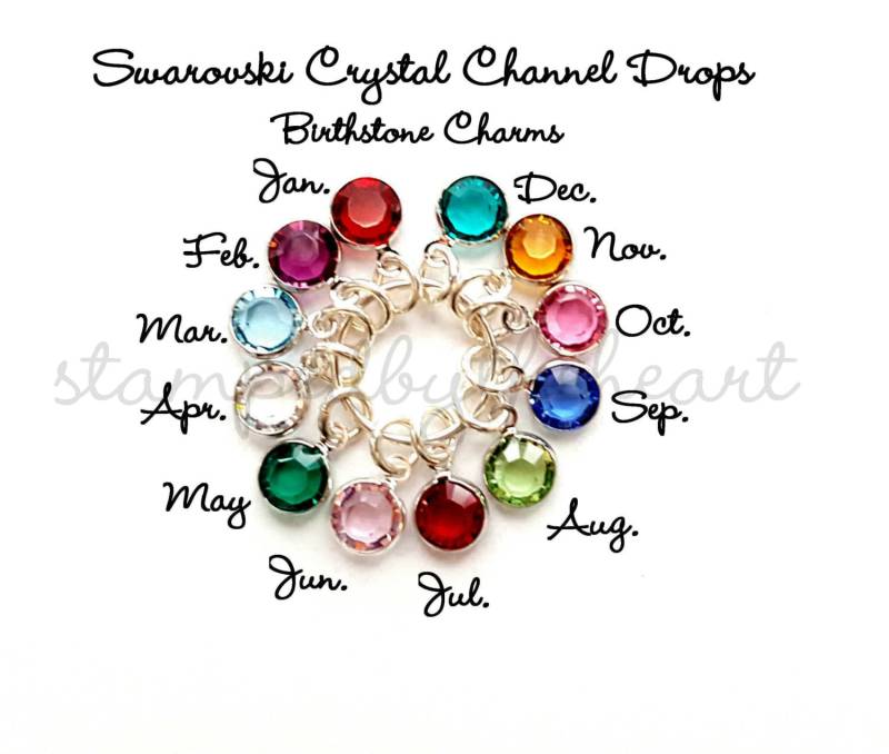 Geburtsstein Anhänger, Kristall, Swarovski Swarovksi Channel Drop, Mit Sterling Silber Öse, Add-On von StampedByTheHeart