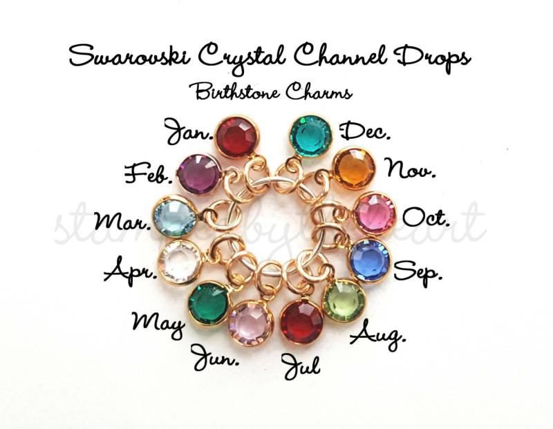 Geburtsstein Charm, Kristall, Swarovski Anhänger, Swarovksi Channel Drop, 14/20 Gold Filled Mit Biegering, Add-On von StampedByTheHeart