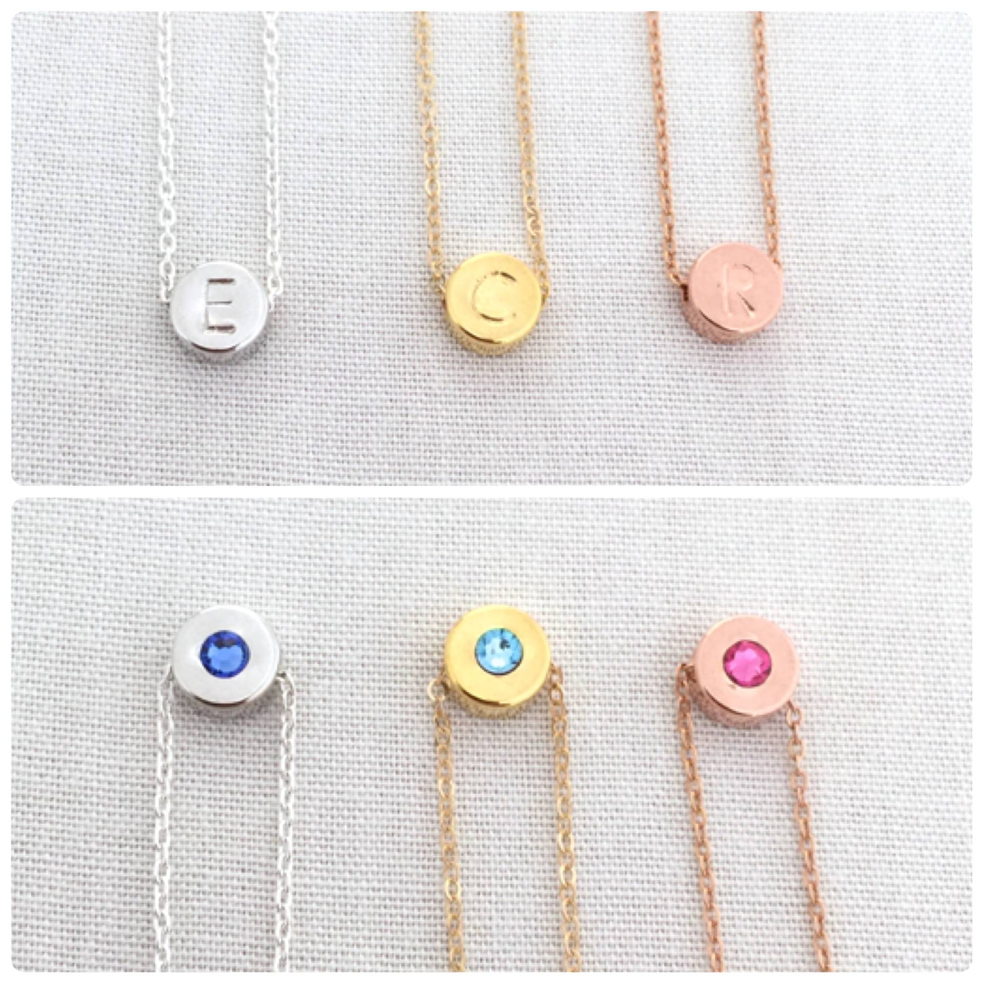 Doppelter Steinwurf Und Einzägiges Halskette, Bridesmaid Geschenk, Muttertagsgeschenk, Personalisierte Letter Brautparty Geschenk von StampedEve