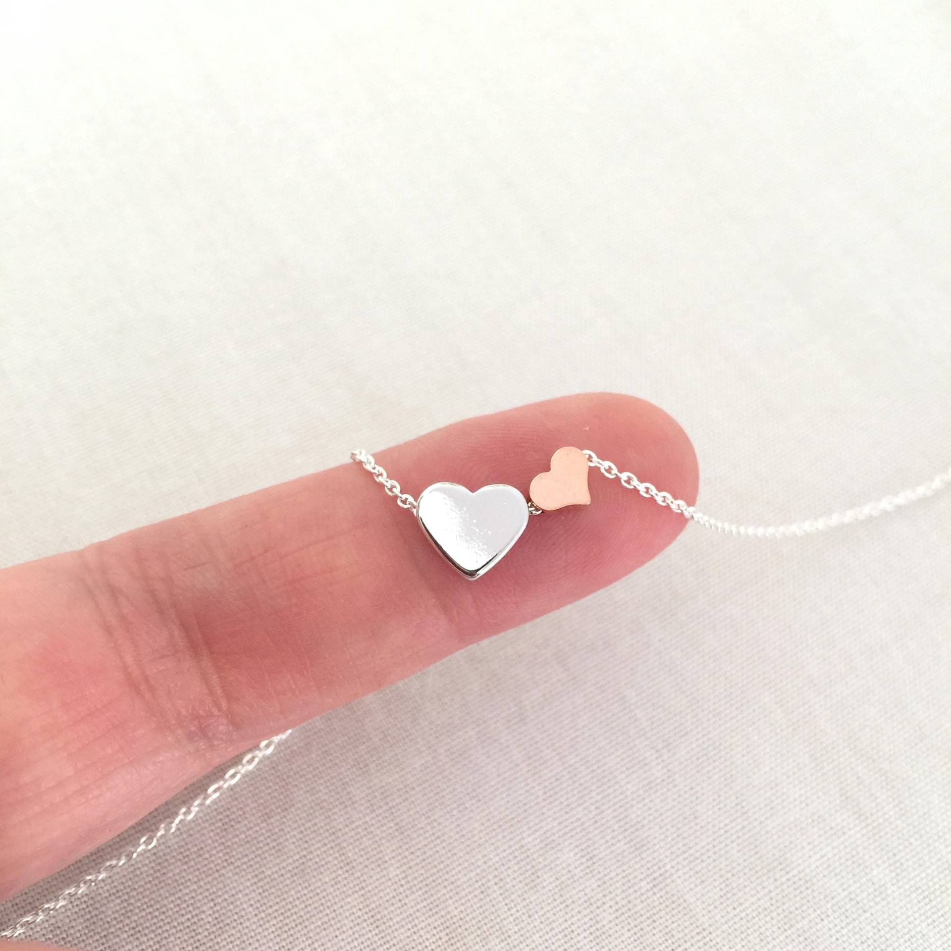 Mutter Tochter Halskette, Große Schwester, Kleine Rose Gold Herz, Adoption Geschenk, Schmuck, Hochzeitsgeschenk von StampedEve