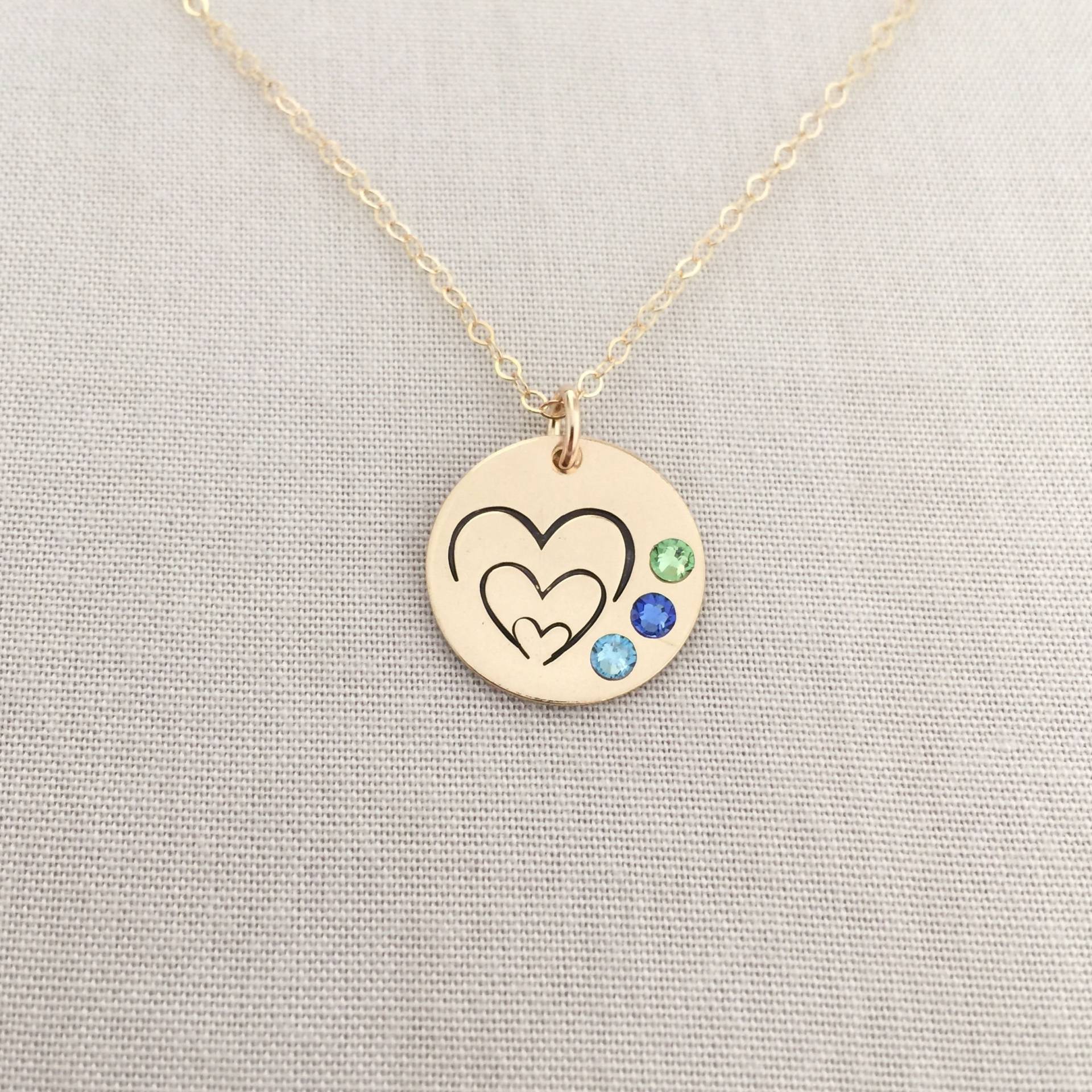 Personalisierte Drei Generationen Halskette, Oma Mutter Geschenk, Geburtsstein Herz Schwestern, Schwester Geschenk von StampedEve