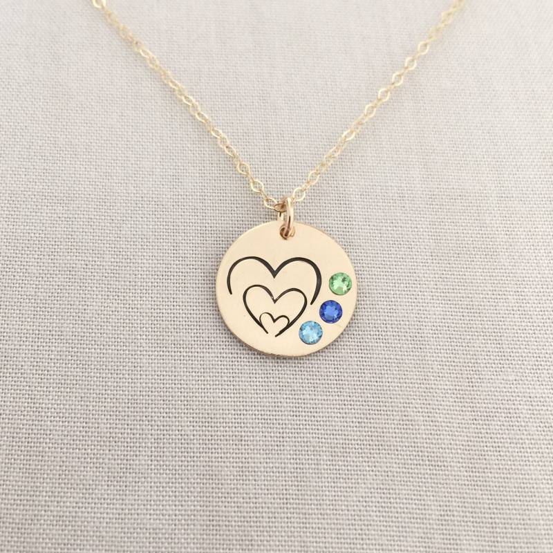 Personalisierte Drei Generationen Halskette, Oma Mutter Geschenk, Geburtsstein Herz Schwestern, Schwester Geschenk von StampedEve