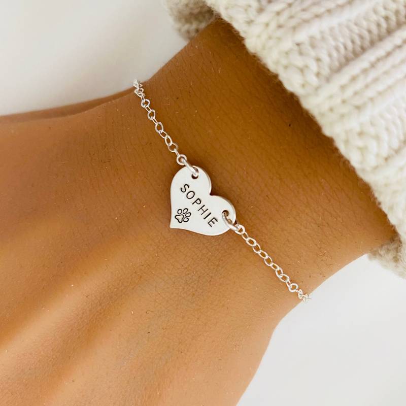 Personalisierte Haustier Armband, Erinnerung Geschenk, Pfote Druck Schmuck, Katzen Liebhaber Hund Mama Verrückte Dame, Verlust Besitzer von StampedEve