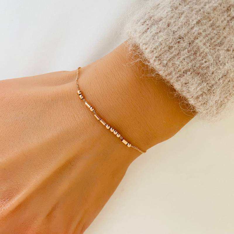 Rose Gold Morse Code Armband, Schwester Brautjungfer Mutter Tochter Geschenk, Geheime Nachricht, Versteckte Nachricht von StampedEve