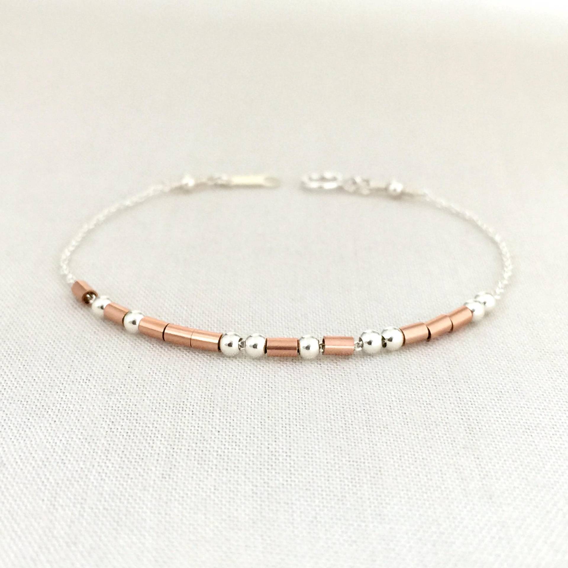 Rose Gold Und Sterling Silber Morse Code Armband, Mut Brautjungfer Mutter Schwester Geschenk, Geschenk Für Beste Freundin von StampedEve